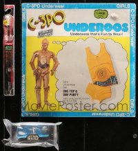 4x0020 LOT OF 3 STAR WARS MOVIE PROMO ITEMS 1970s-1990s C-3PO underwear, toothbrush & more!