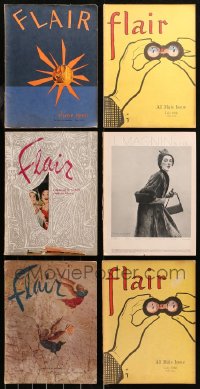 4x0661 LOT OF 6 FLAIR MAGAZINES 1950 filled with great images & articles + cool cover art!