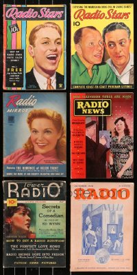 4x0656 LOT OF 6 RADIO MAGAZINES 1920s-1940s Radio Stars, Radio Mirror, Radio News!