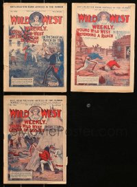 4x0678 LOT OF 3 WILD WEST WEEKLY MAGAZINES 1924-1925 cool illustrated cowboy stories!