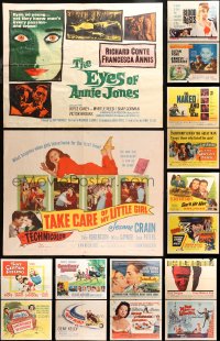4x1071 LOT OF 26 FORMERLY FOLDED HALF-SHEETS 1950s-1960s great images from a variety of movies!