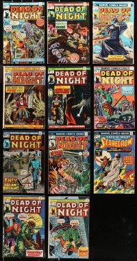 4x0339 LOT OF 11 DEAD OF NIGHT COMIC BOOKS 1973-1975 Marvel, includes first fright-filled issue!