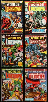 4x0345 LOT OF 6 WORLDS UNKNOWN COMIC BOOKS 1973-1974 Marvel Comics, includes the first issue!