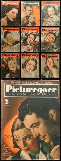 4x0611 LOT OF 10 PICTUREGOER ENGLISH MOVIE MAGAZINES 1937-1940 filled with great images & articles!
