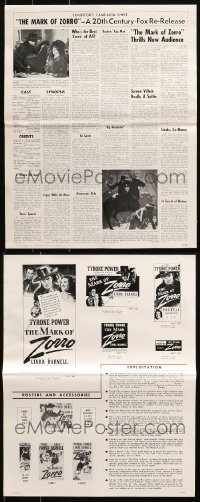 4x0464 LOT OF 26 MARK OF ZORRO 1958 RE-RELEASE CAMPAIGN SHEETS 1940 great images of ads!