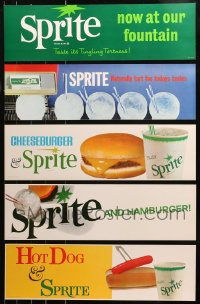4x1136 LOT OF 5 UNFOLDED SPRITE 7X24 ADVERTISING POSTERS 1960s goes great with burgers & hot dog!
