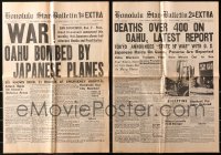 4x0382 LOT OF 2 HAWAII DECEMBER 7TH, 1941 NEWSPAPERS 1940s Oahu bombed by Japanese, Pearl Harbor!