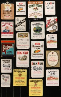 4x0916 LOT OF 20 WHISKEY LABELS 1930s-1940s Kentucky Nectar, Cap'n Jack, Lick Run & more!