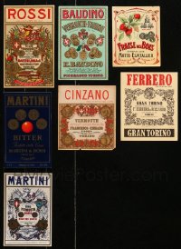 4x0925 LOT OF 7 ALCOHOL LABELS 1940s-1960s Martini, Rossi, Baudino, Ferrero, Fraise Des Bois!