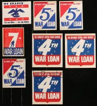 4x0923 LOT OF 8 WAR LOAN LABELS 1940s We shared for our own, for our Allies in World War II!