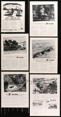 4x0085 LOT OF 6 FORMERLY FOLDED WORLD WAR II POSTERS REPRINTED FROM MAGAZINES 1940s striking ads!