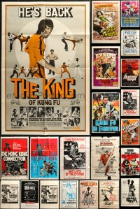 4x0216 LOT OF 27 FOLDED KUNG FU ONE-SHEETS 1970s-1980s a variety of martial arts movie images!