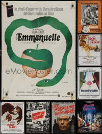 4x1185 LOT OF 18 FORMERLY FOLDED 23X32 FRENCH POSTERS 1950s-1980s a variety of movie images!