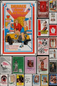 4x1194 LOT OF 31 FORMERLY TRI-FOLDED SEXPLOITATION 27X41 ONE-SHEETS 1970s-1980s with some nudity!