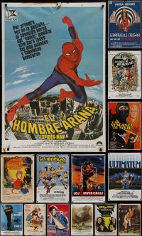 4x1168 LOT OF 21 FORMERLY FOLDED SPANISH POSTERS 1970s-1980s great images from a variety of movies!