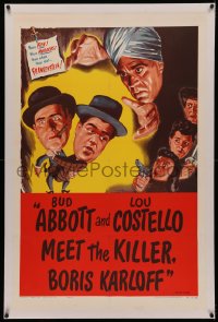 4y0020 ABBOTT & COSTELLO MEET THE KILLER BORIS KARLOFF linen 1sh R1956 more fun than Frankenstein!