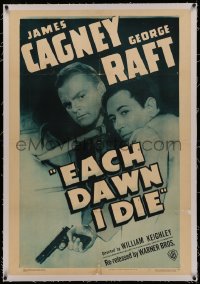 4y0072 EACH DAWN I DIE linen 1sh R1947 great image of prisoners James Cagney & George Raft!