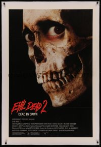 4y0076 EVIL DEAD 2 linen 1sh 1987 Sam Raimi, Bruce Campbell is Ash, Dead By Dawn, creepy skull!