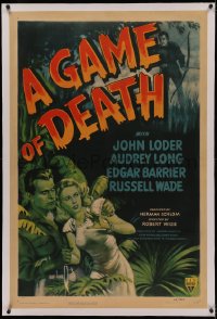 4y0087 GAME OF DEATH linen 1sh 1945 Loder, Long, Robert Wise's version of The Most Dangerous Game!