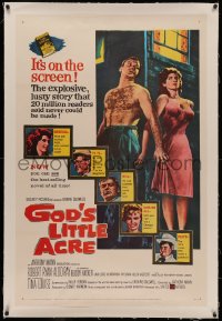 4y0089 GOD'S LITTLE ACRE linen 1sh 1958 barechested Aldo Ray & half-dressed sexy Tina Louise!