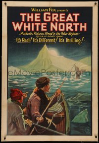 4y0093 GREAT WHITE NORTH linen 1sh 1928 art of men hunting whale, Lost in the Arctic, ultra rare!