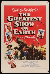 4y0094 GREATEST SHOW ON EARTH linen 1sh 1952 DeMille circus classic, Charlton Heston, James Stewart!