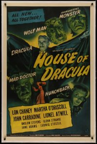 4y0102 HOUSE OF DRACULA linen 1sh 1945 Wolfman Lon Chaney Jr., Glenn Strange as Frankenstein, all new!
