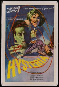 4y0103 HYSTERIA linen 1sh 1965 Webber, Hammer horror, will shock you out of your seat, Freddy Francis
