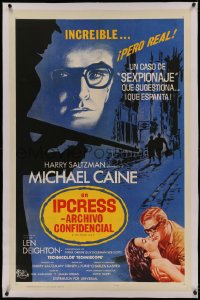 4y0108 IPCRESS FILE linen Spanish/US 1sh 1965 Michael Caine in the spy story of the century, cool art!
