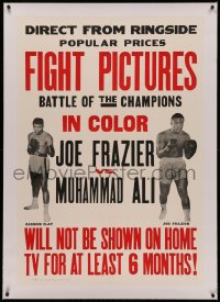 4y0113 JOE FRAZIER VS MUHAMMAD ALI FIGHT PICTURES linen 1sh 1971 boxing battle of champions in color!