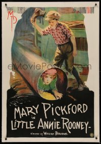 4y0123 LITTLE ANNIE ROONEY linen 1sh 1925 great full art image of Mary Pickford hiding in pipe, rare!