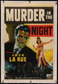 4y0144 MURDER IN THE NIGHT linen 1sh 1940 Murder in Soho, art of Jack La Rue & sexy dancer, rare!