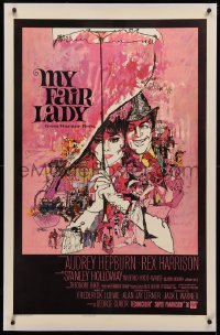 4y0148 MY FAIR LADY linen 1sh 1964 classic art of Audrey Hepburn & Rex Harrison by Bob Peak!