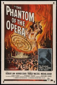 4y0164 PHANTOM OF THE OPERA linen 1sh 1962 Hammer horror, Herbert Lom, art by Reynold Brown!