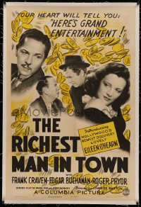 4y0175 RICHEST MAN IN TOWN linen 1sh 1941 lovely Eileen O'Hearn is Hollywood's newest discovery!
