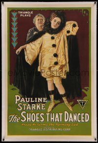 4y0189 SHOES THAT DANCED linen 1sh 1918 Farrah art of Pauline Starke, who loves Irish gangster, rare!