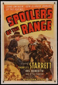 4y0196 SPOILERS OF THE RANGE linen 1sh 1939 Charles Starrett, song-swingin' & gun-slingin', rare!