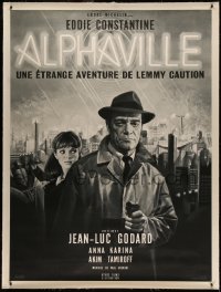 4z0015 ALPHAVILLE linen French 1p 1965 Jean-Luc Godard, Constantine as Lemmy Caution, Mascii art!