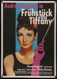 4z0074 BREAKFAST AT TIFFANY'S linen German R1986 different Peltzer art of sexy elegant Audrey Hepburn!