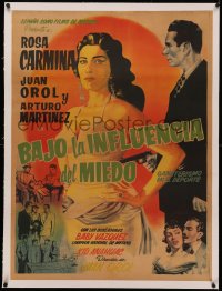 4z0098 BAJO LA INFLUENCIA DEL MIEDO linen Mexican poster 1956 great art of sexy bad Rosa Carmina!