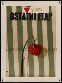 4z0061 OSTATNI ETAP linen Polish 23x33 R1988 Trepkowski art of flower over concentration camp uniform!