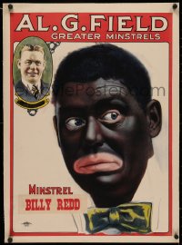 4z0142 AL. G. FIELD MINSTRELS linen 21x28 stage poster 1920s art of Billy Clark in blackface, rare!
