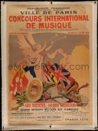 4z0040 CONCOURS INTERNATIONAL DE MUSIQUE linen 37x52 French music poster 1912 Georges Meunier art!