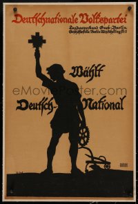 4z0148 DEUTSCHNATIONALE VOLKSPARTEI linen 19x28 German political campaign 1919 Gross silhouette art!