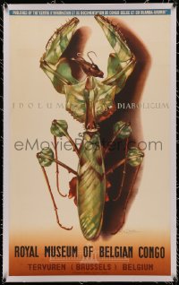 4z0150 ROYAL MUSEUM FOR CENTRAL AFRICA linen 24x40 Belgian museum poster 1950s van Noten mantis art!
