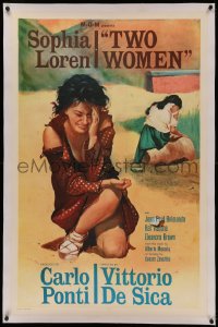 4z0056 TWO WOMEN linen 1sh 1962 De Sica's La Ciociara, different art of devastated Sophia Loren!