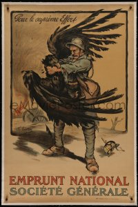 4z0032 EMPRUNT NATIONAL SOCIETE GENERALE linen 31x48 French WWI war poster 1918 Marcel Falter art!