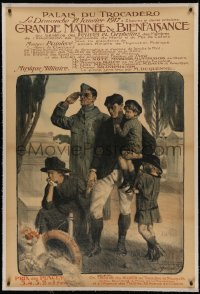 4z0033 GRANDE MATINEE DE BIENFAISANCE linen 32x48 French war poster 1917 Lucien Jonas art of mourners