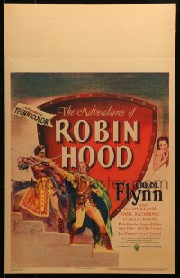 4z0165 ADVENTURES OF ROBIN HOOD WC 1938 art of Errol Flynn & Olivia De Havilland, Curtiz classic!