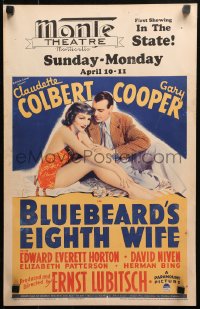 4z0170 BLUEBEARD'S EIGHTH WIFE WC 1938 sexy Claudette Colbert & Gary Cooper, Ernst Lubitsch, rare!